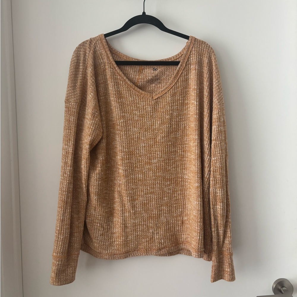 Cozy Tan V-Neck Sweater